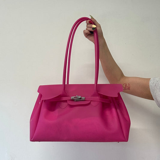 hot pink jelly firkin shoulder bag
