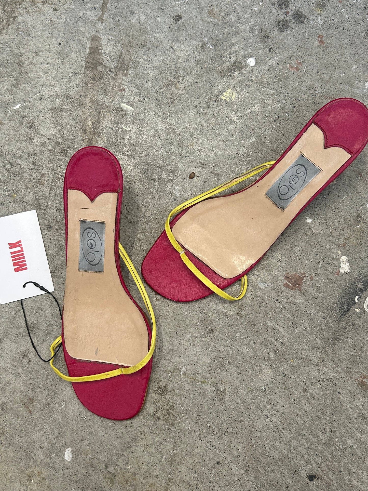 hot pink and yellow mini heels