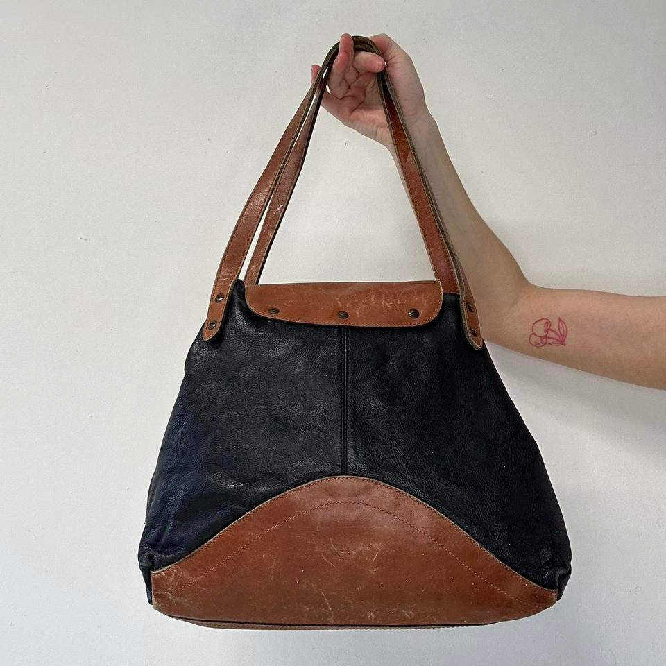black and brown studded western shoulder bag