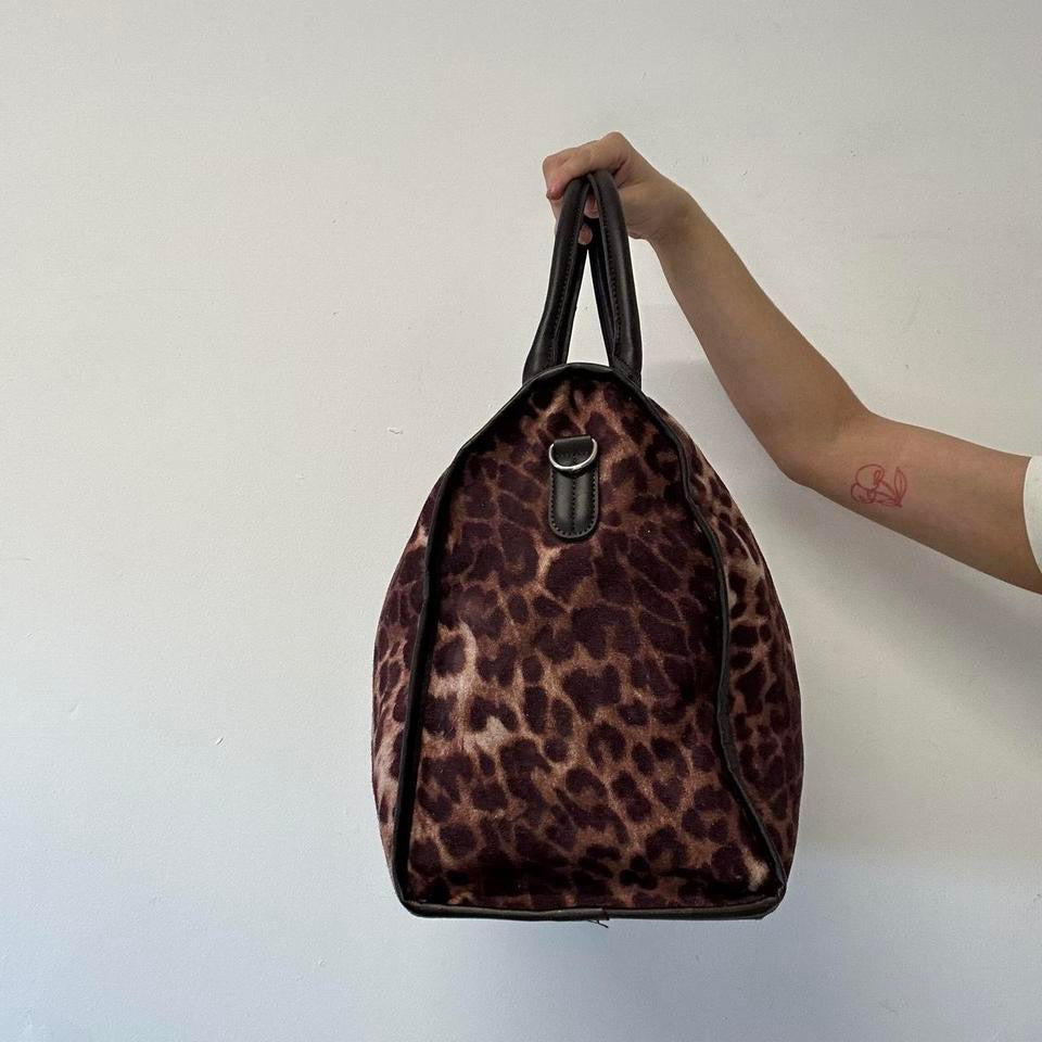 brown leopard print simple shoulder bag