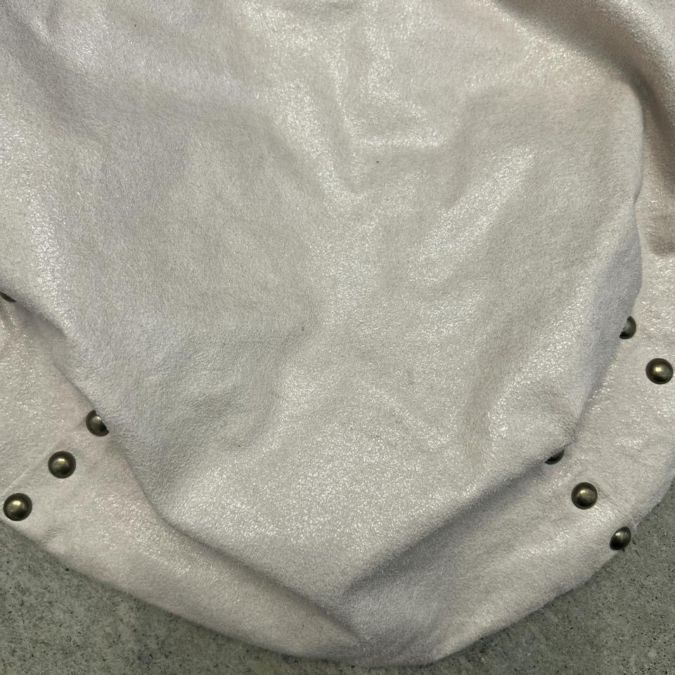 cream metallic faux leather shoulder bag
