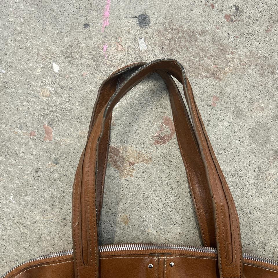 brown faux leather studded shoulder bag