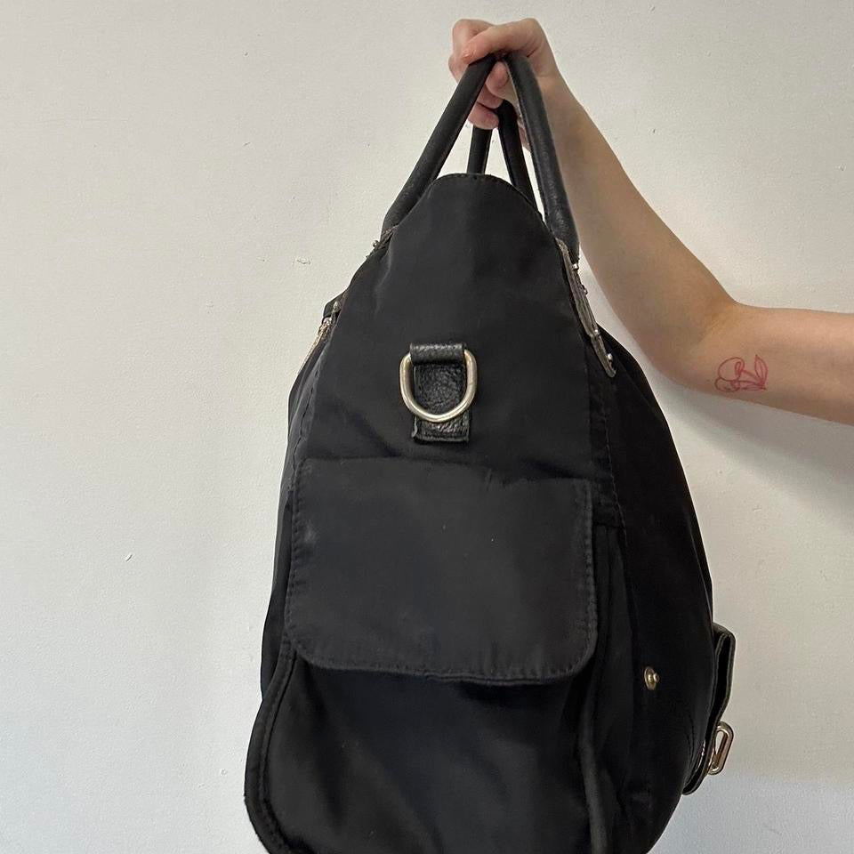 black canvas buckle shoulder bag