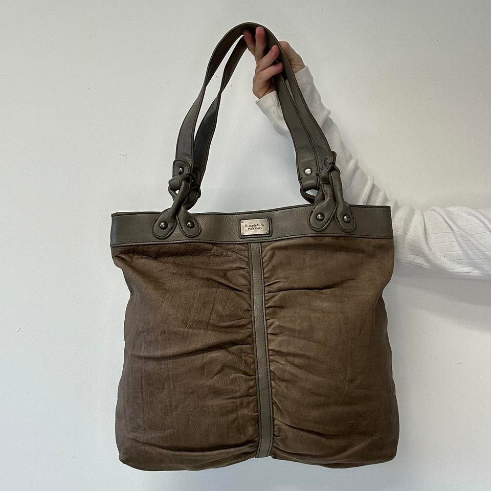 brown leather simply vera vera wang ruched shoulder bag