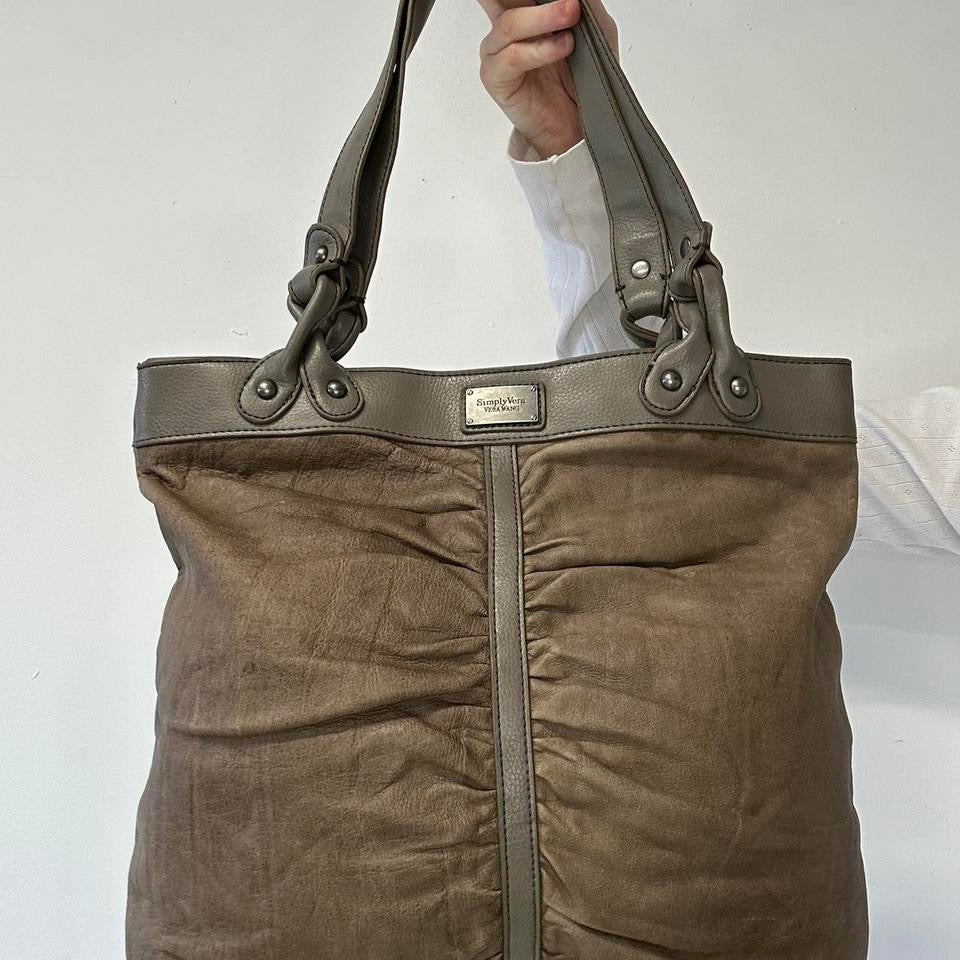 brown leather simply vera vera wang ruched shoulder bag